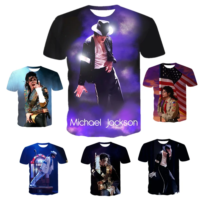 

Rapper Michael Jackson Printed Hip Hop 3D T-shirt Men/Women 2022 Summer New Fashion Casual King of Pop Print Casual Cool Shirts, Multi