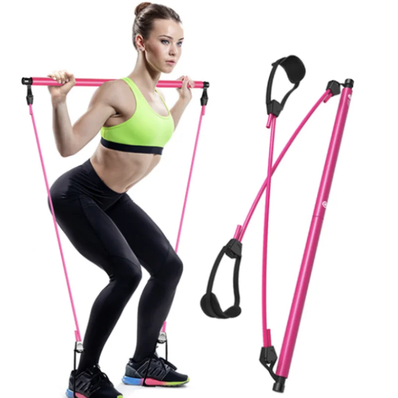 

Adjustable Home Portable Pilates Bar Exercise Resistance Band Yoga Stick Toning Bar