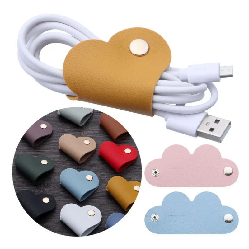 

PU Leather Cable Winder Organizer Cute Cartoon Cord Winder Multifunction Earphone Cord Organizer Charger Cable Protector