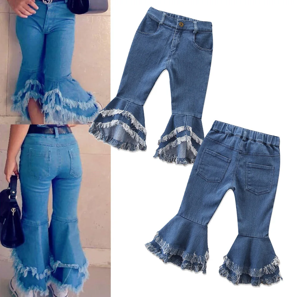 

2020 New Arrival Soft comfortable Kids Denim bell-bottoms customizable, Blue