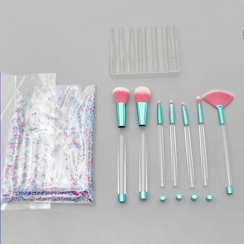 

Transparent crystal hollow tube handle 7pcs Makeup Brush Set Diamond Pro Highlighter Brushes Concealer Make Up Brush