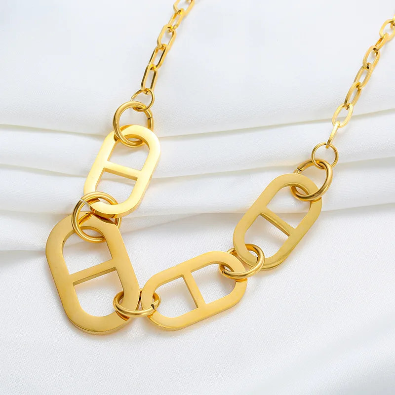 

Fashion Necklace 2022 Trendy Stainless Steel Gold Plated Creative Cuban Link Necklace Jewelry