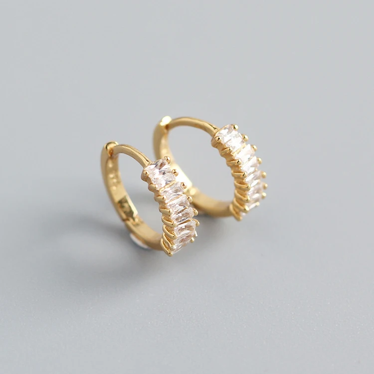 

wholesale 925 sterling silver jewellery classic small round CZ gold hoop earrings, Gold/silver
