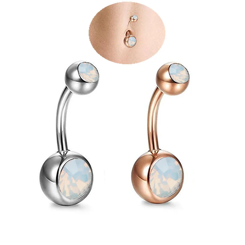 

BBR123 Sexy Body Navel Piercing Jewelry Belly Button Ring Stainless Steel Jewelry Rose Gold Opal Belly Rings, Muti