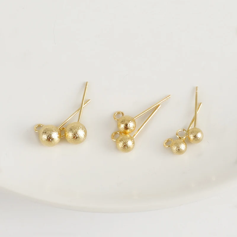 

Earring charms for jewelry making 18k gold filled Copper Ball Head Pin Grind arenaceous adjustable earpins