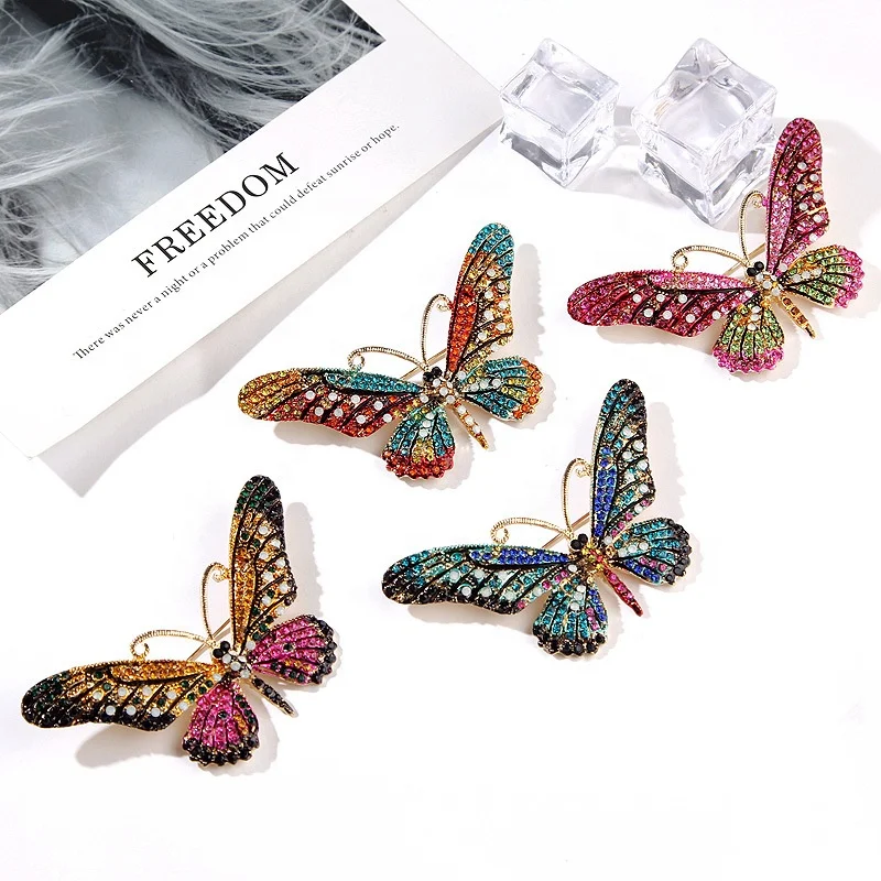 

New arrivals Beautiful Colorful Rhinestone Butterfly Pin Brooch Women Jewelry