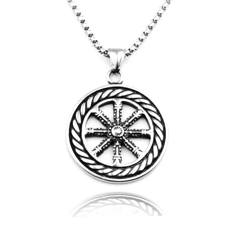 

Ready to ship Fashion New Viking Necklace Stainless Steel Compass Hollow Shape Pendant European Men's Jewelry