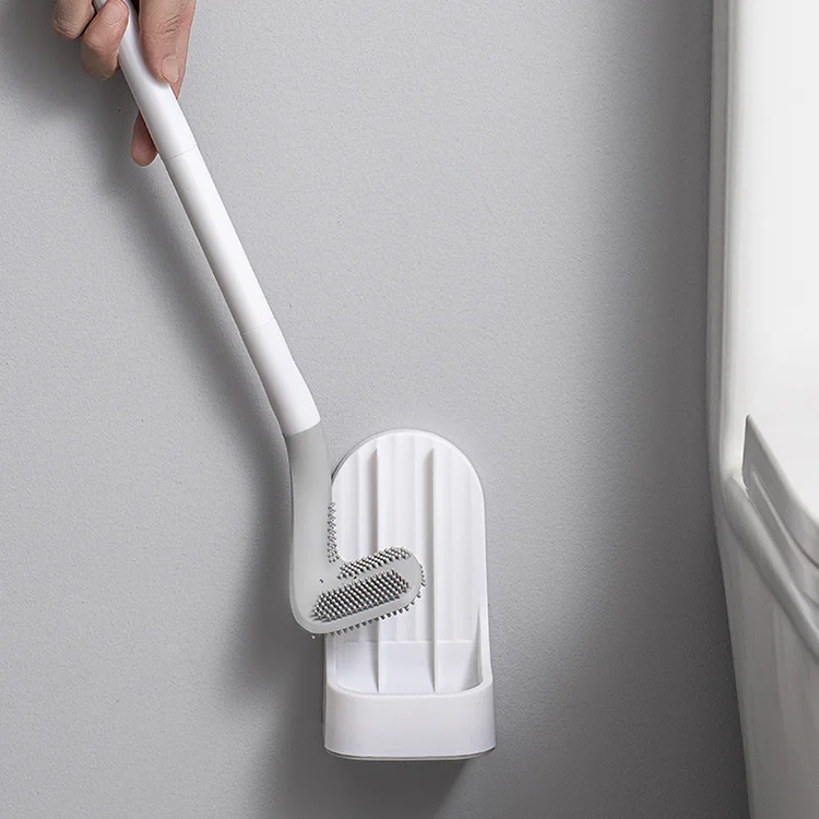 

Factory Price Toilet Brush Set Bathroom Toilet Cleaning Brush TPR Golf Toilet Brush and Holder Silicone with Holder, Blue