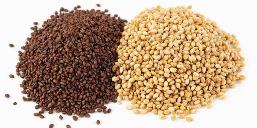 Close-up photo of benne seeds on wooden table