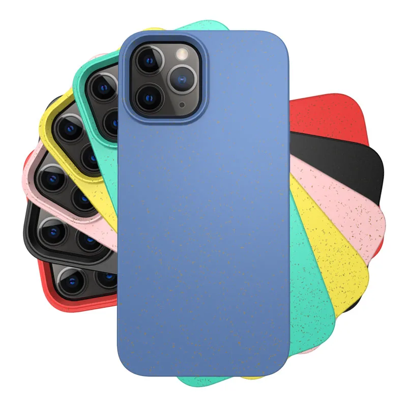 

Eco Friendly Natural Wheat Straw Recycle Phone Case Biodegradable TPU Phone Case For iphone 12, 6 colors