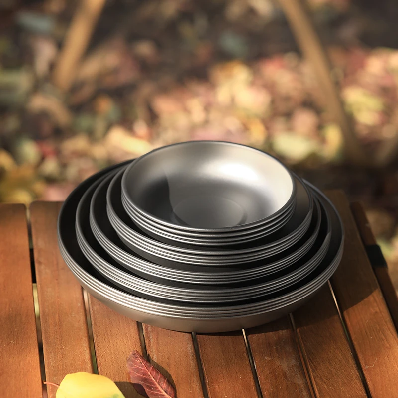Titanium Plate Outdoor Camping Picnic Lightweight Pan 5 pieces set pan set