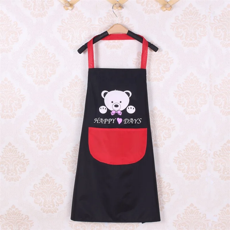 

Cheap premium quality home kitchens waterproof polyester bear pattern apron with pockets aprons