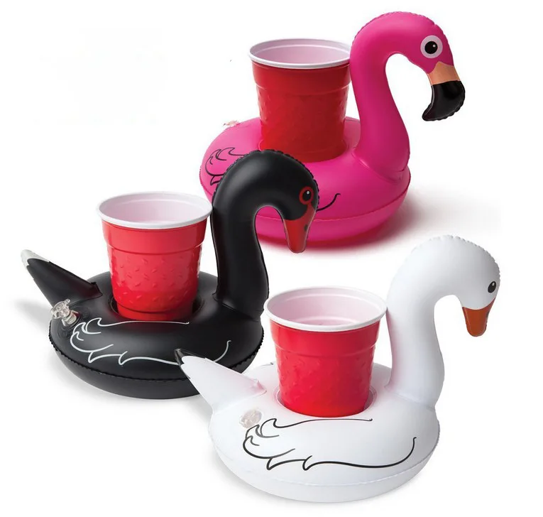 

MZL Swan Inflatable Water Swimming Pool Drink Cup Stand Holder Float Toy Coasters For Beverage Beer Bottle, White,black,rose red
