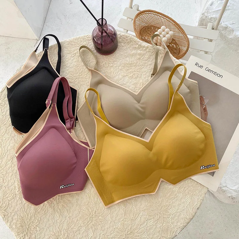 

2021 The Newest Women Latex Traceless Underwear Sports Vest No Steel Ring Comfortable Gather Yoga Sleep Ladies Bra