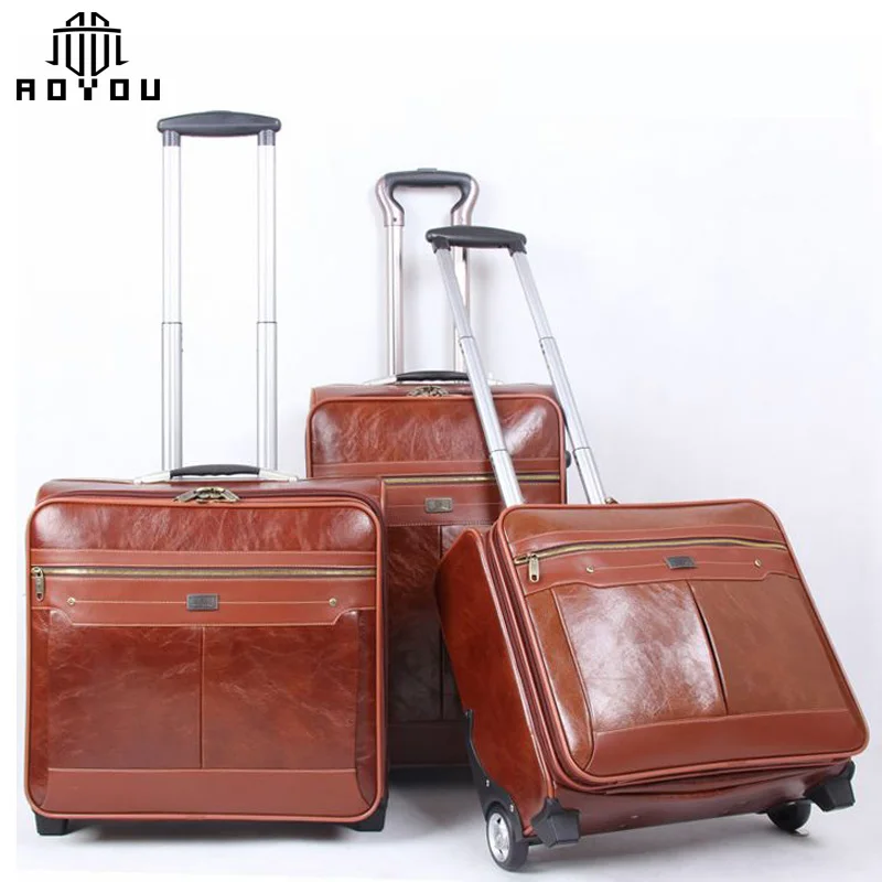 

3pcs in 1 set 20 24 28inch high capacity Password Lock luggage 4 wheels vintage leather trolley suitcase bag carry on luggage