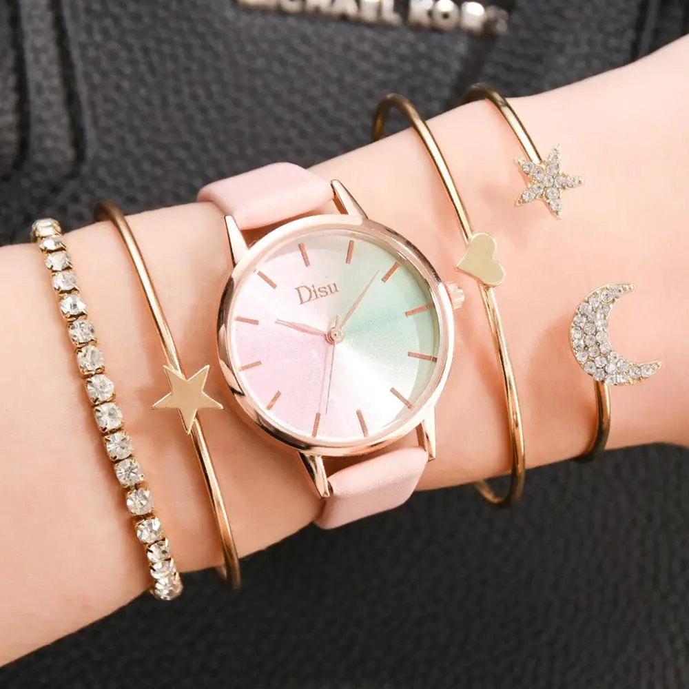 

New 2020 Women's Watch with Gradient Dial pu Strap