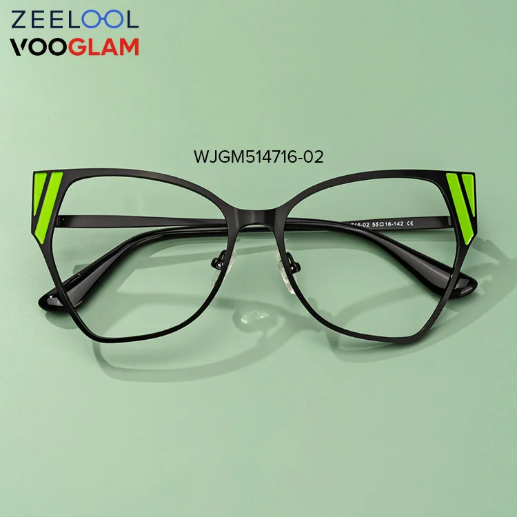 

Zeelool Wholesale Cateye Metal Eyeglasses Frames Design Women green Optical Eyeglasses Frame