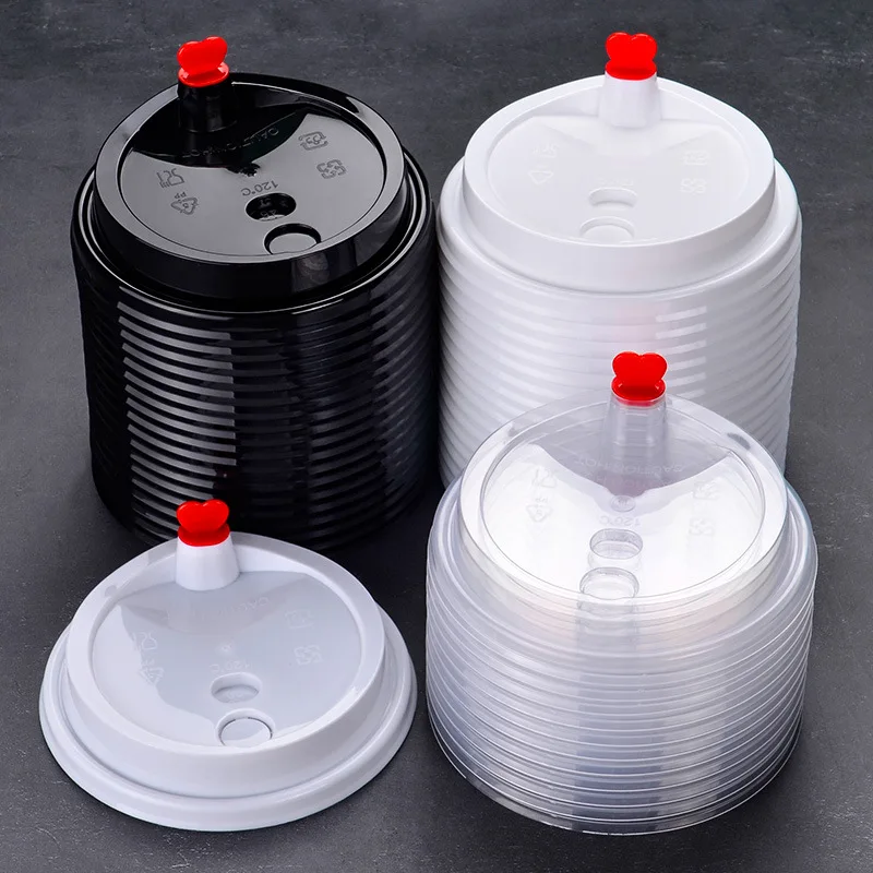 

PP Heart Lids Hard plastic injection lids for bubble tea milk tea coffee paper cup tea pet plastic lid