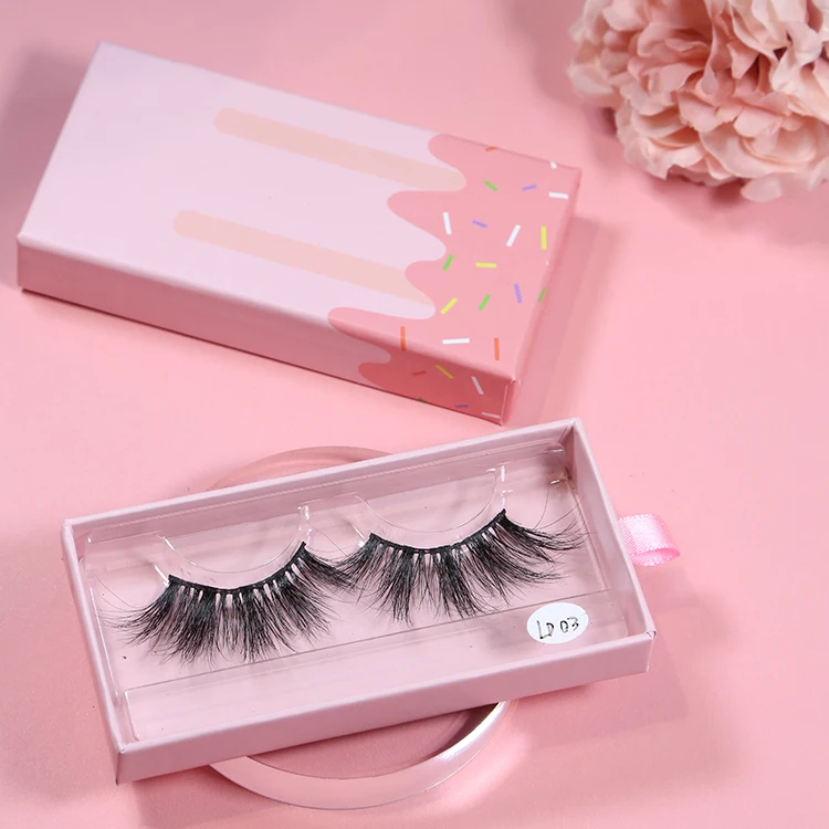 

Custom Packaging 25mm Length 3d Strip Mink Lashes Eyelashes, Natural black