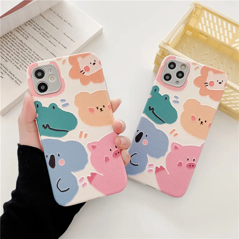 

For Iphone Casing 12 11 Pro Max Case Cute Animal Cartoon 12mini X XS XR Mini 7 8 Plus SE Phone Covers