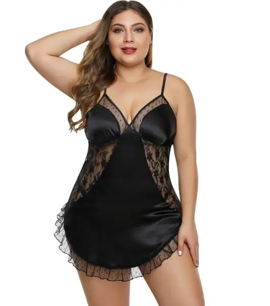 

Popular 2021 Plus Sexy Hot Transparent Night Dress Plus Size Lingerie