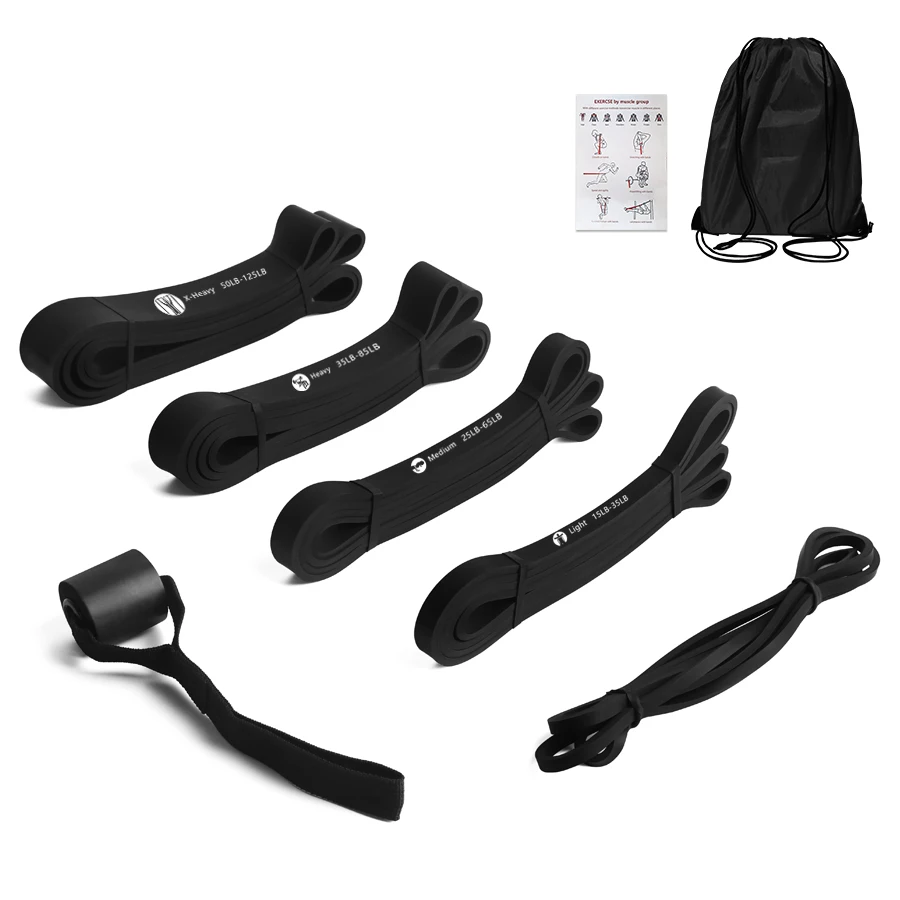 

Amazon Hot Sale Gym Assistance Band Kit Set Of 5 Levels Pull Up Resistance Band With Door Anchor