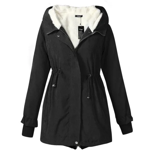

Winter Hooded Long Sleeve Solid Plus Size 2XL Casual Cotton Zipper Jacket Women's Warm Jacket Women's Coats fur coat fur jackets