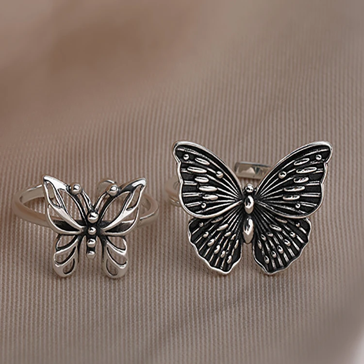 

New ins s925 silver temperament butterfly ring fairy cold wind female ring personalized silver ring