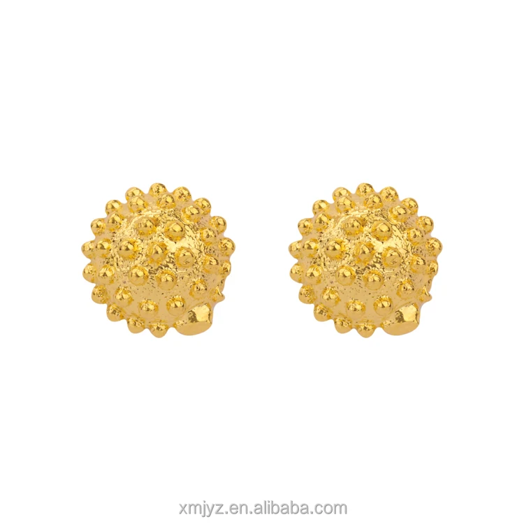 

Earrings Explosion Style Fashion Popular Brass 18K Gold-Plated Jewelry Women's Round Beads Bump Factory Direct Supply