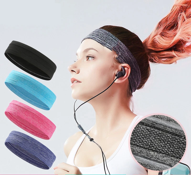 

Yoga GYM Fitting Logo Custom Elastic Silicone Nylon Sweat Band Sports Headband, Pink, black, gray, blue, purple