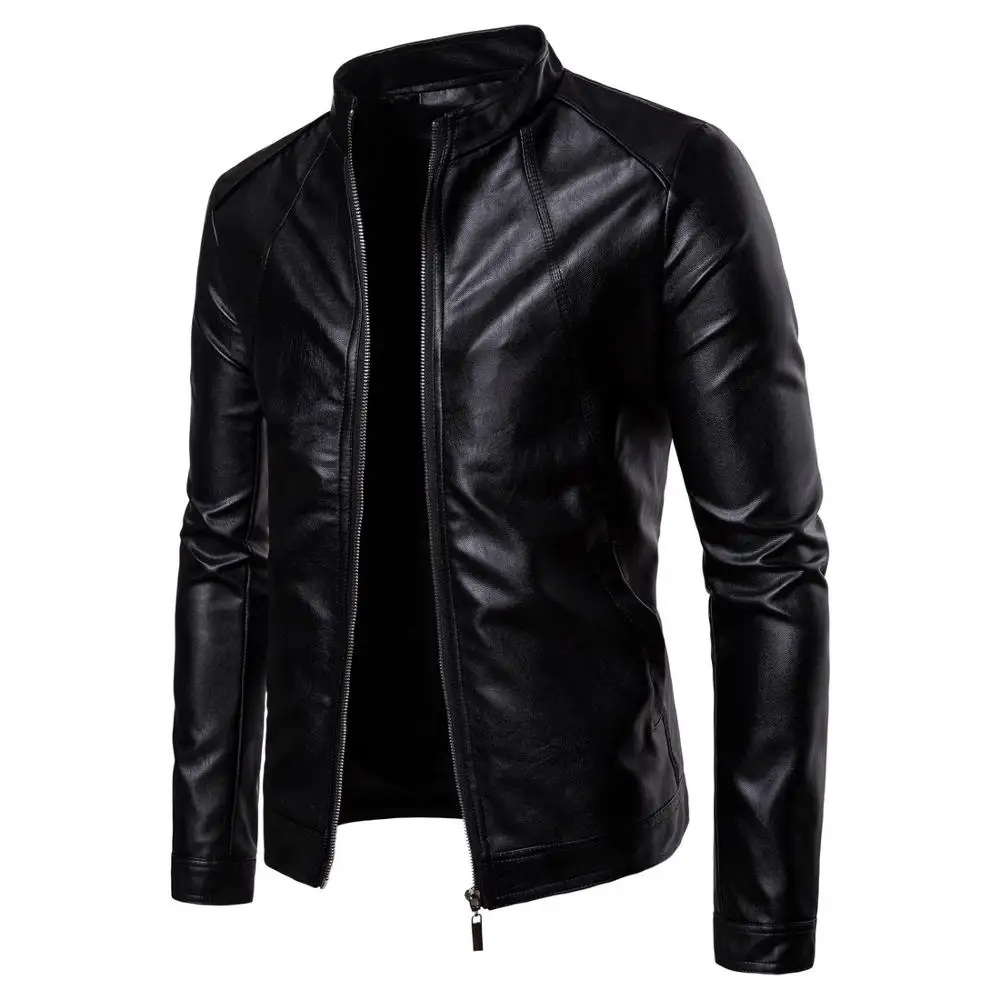 

2022 Fashion Designs Boys Classic Biker Jacket Motorcycle Pu Faux Leather Jacket for Men's blazer slim fit Leather Coat