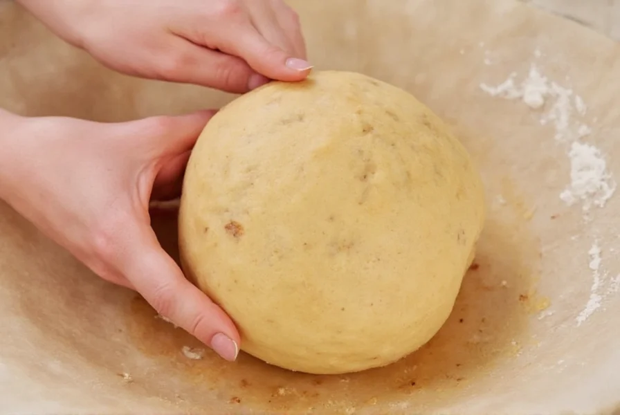 Comparison of cinnamon bun dough before and after overnight refrigeration showing improved texture and structure