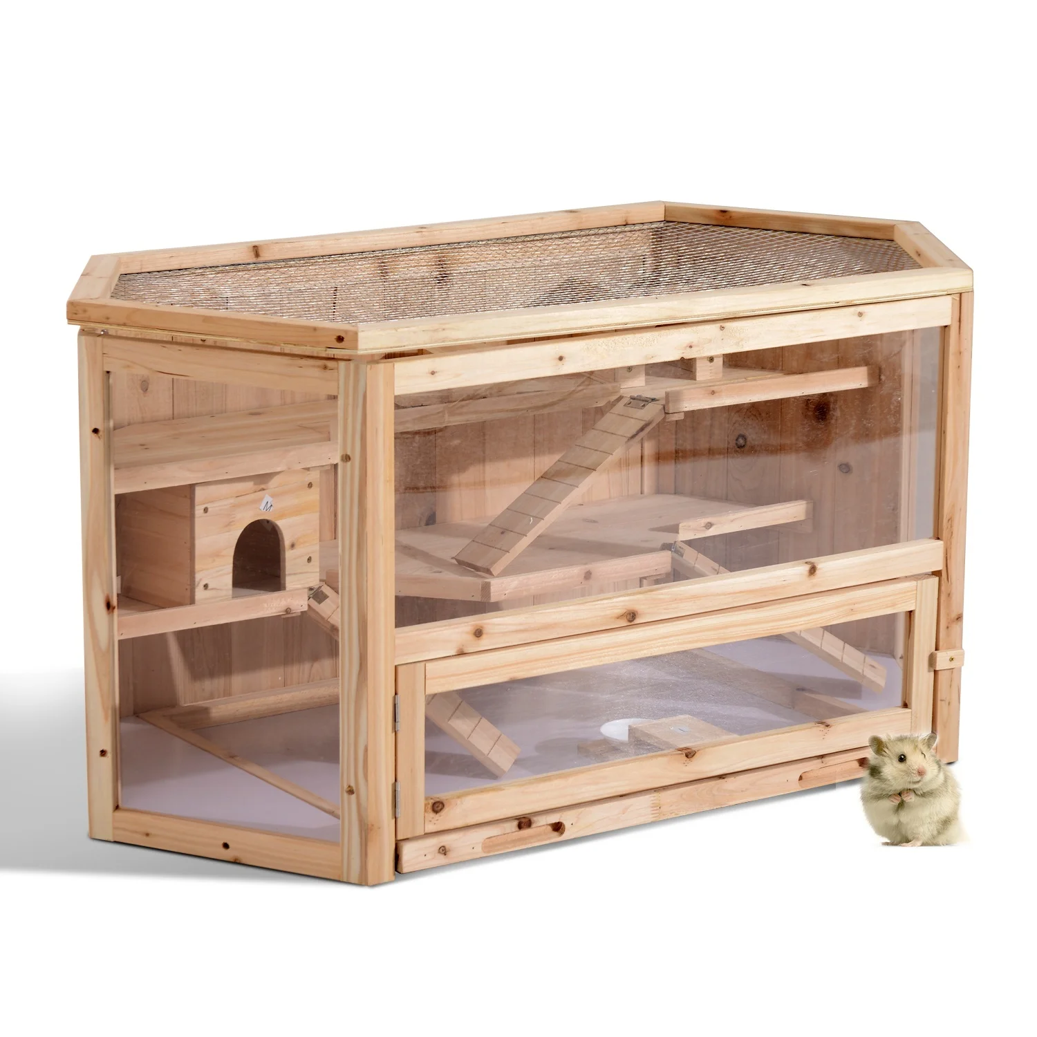 

3-Tier Cheap Rodent Mouse Small Pet Animal Wooden Hamster Cage House Layers Kit, Customized color