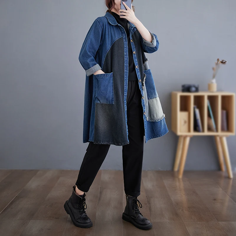 Boutique Wholesale 2026 Autumn New Fashionable Retro Washed Large Denim Casual Loose Slimming Women's Jacket