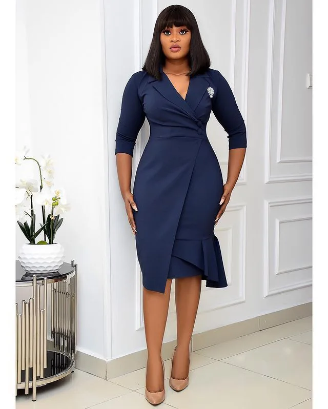 

Formal Ladies Business Dress Long Sleeve V-Neck Short Office Wear Women Casual Blazer Dresses, As showed