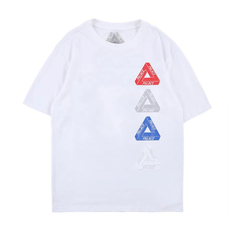 

Contrast Printed Round Collar Men Short Sleeves T shirt, White/black