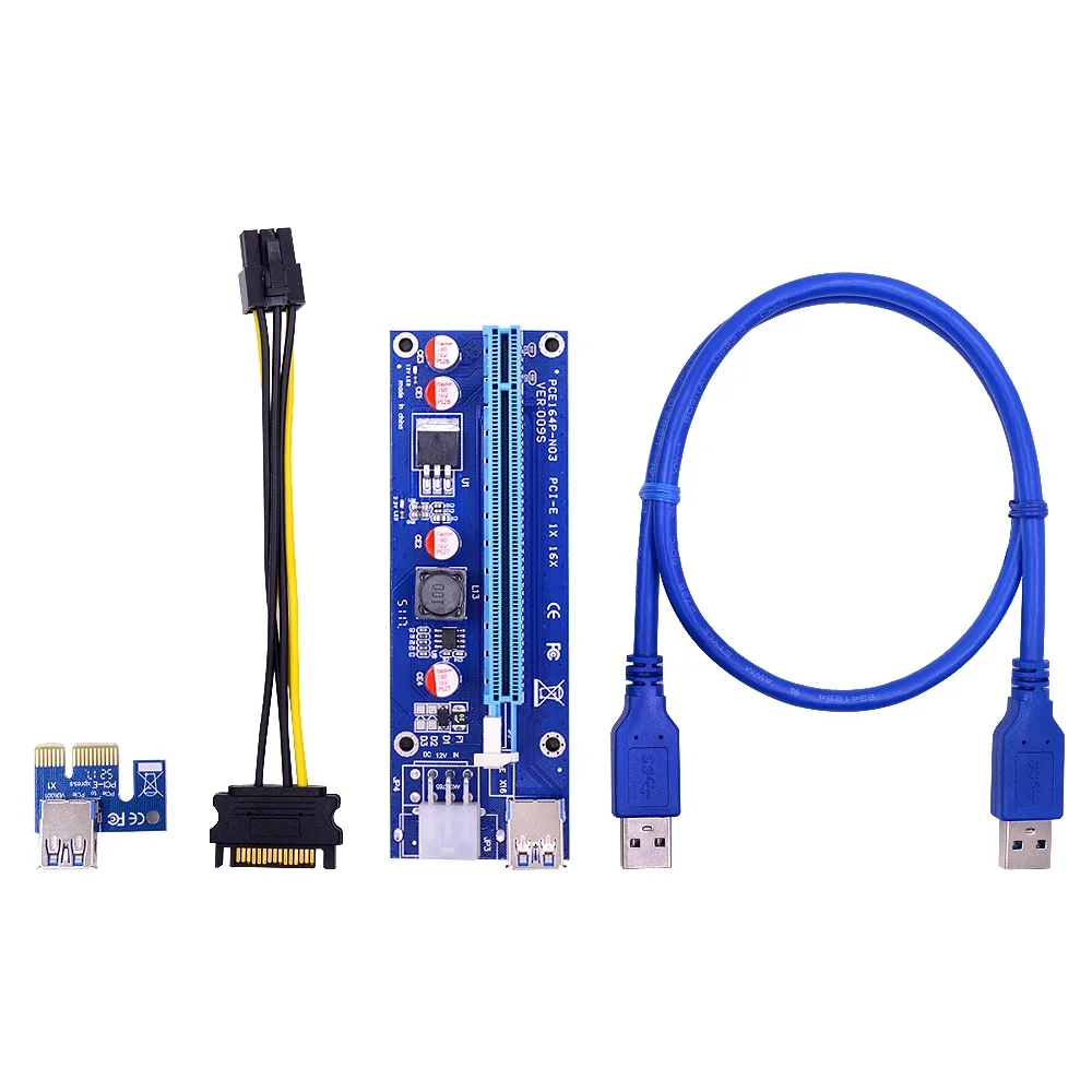 

PCIe 1X to 16X Riser Card ETH mining pci-e riser 60cm USB3.0 cable VER 009S for Bitcoin Miner