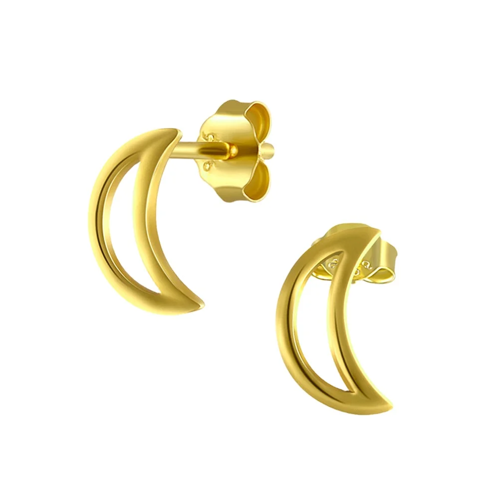 

New Trendy Simple 925 Sterling Silver Stud Earrings 18K Gold Plated Small S925 Moon Stud Earrings 925 Sterling Silver Jewelry