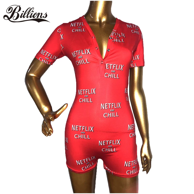 

Billions 2020 New Arrival Fashion Pajamas Summer Adult Onesie Netflix and Chill Onesie, Picture shows
