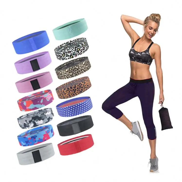 

Hip booty band elastic exercise workout yoga fitness fabric resistance bands with custom logo