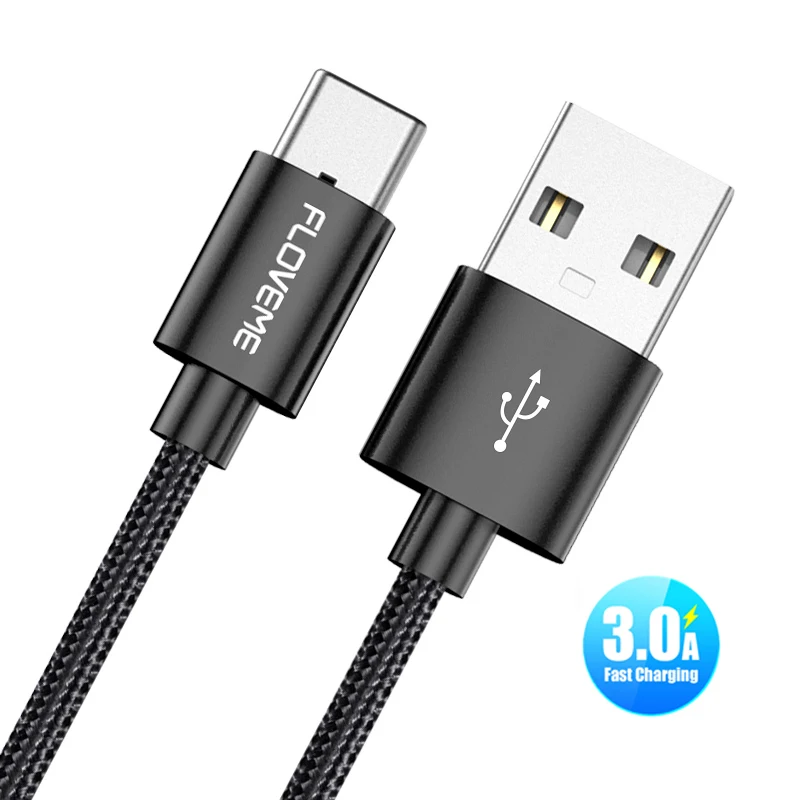

DHL Free Shipping FLOVEME Dropshipping Support Smartphone 3A Fast Charger USB Type C Charging Date Cable For iPhone, Black