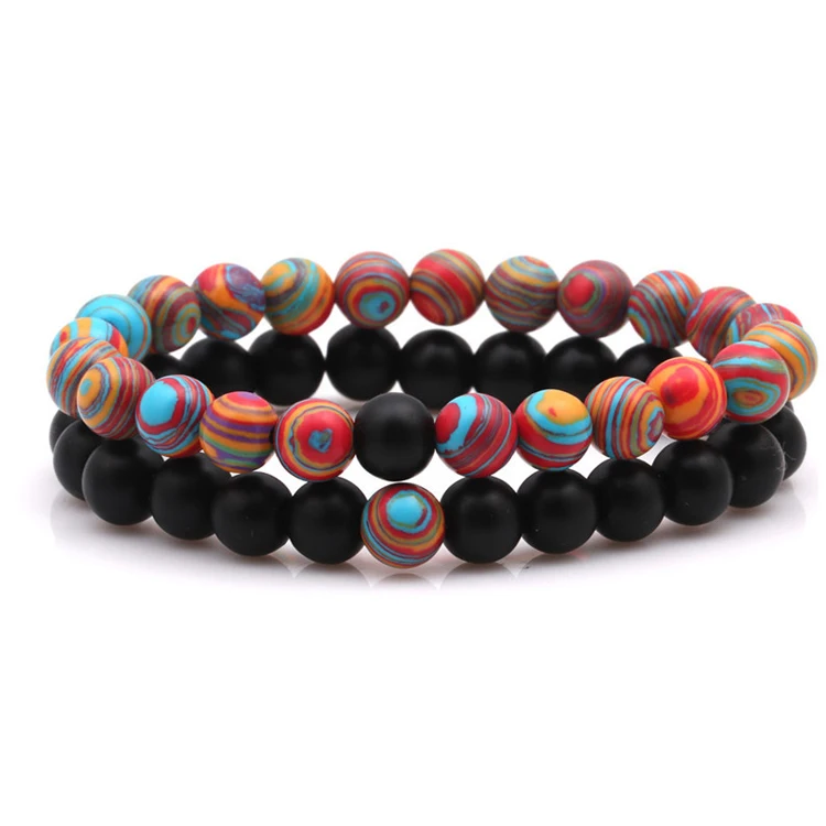 

Hot Sales 8MM Matte Stone Bracelet Natural Set Malachite Long Distance Couple Bracelets, Picture