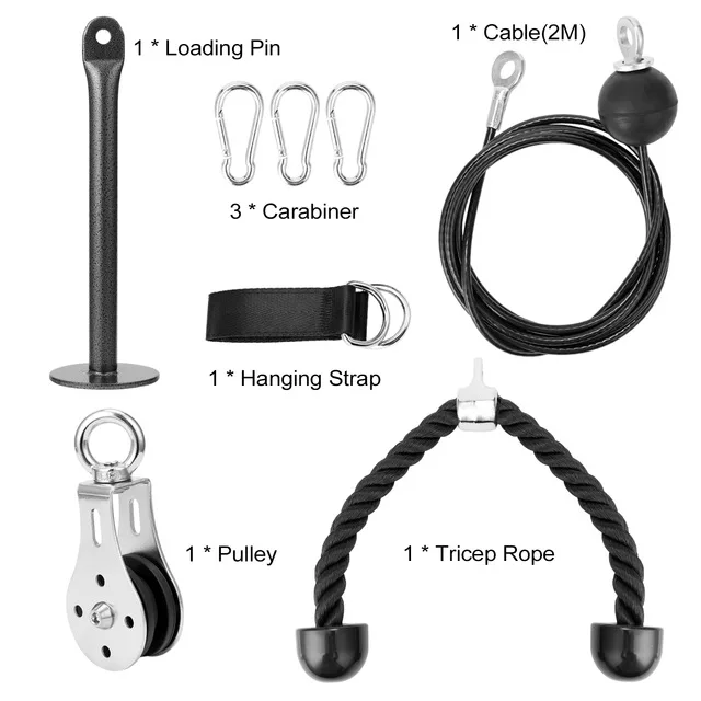 

Gym Fitness DIY Pulley Cable Machine Attachment System Loading Pin Lifting Arm Biceps Triceps Blaster Hand Strength Equipment, Black