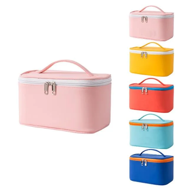 

Lovely Girls Travel Toiletry Bag Water Resistant PU Cosmetics Organizer Bag With Handle, As picture