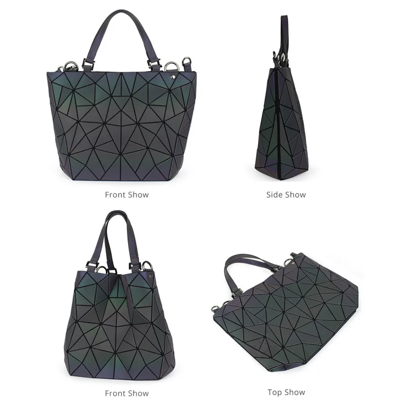 2020 3 sets pu luminous ladies shoulder travel bags women handbags