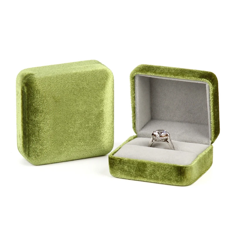 

Grass Green Corduroy Flannel Iron Gift Jewellery Storage Dispaly Box Ring Necklace Bracelet Velvet Jewelry Packaging Box