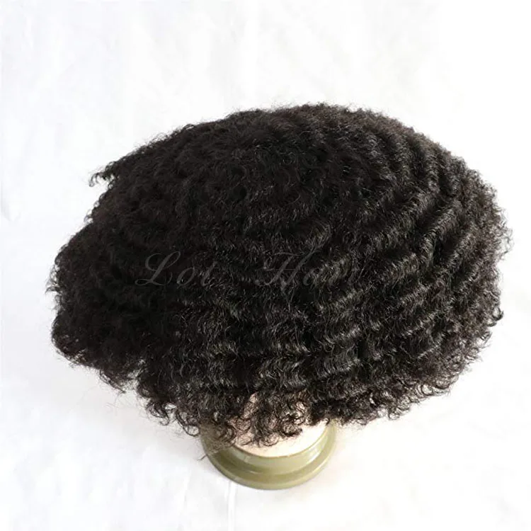 Afro Toupee For Black Men Human Hair All Transparent Lace Man Weave Balding Mens Custom Hair Unit 8X10inch Male Hair Replacement