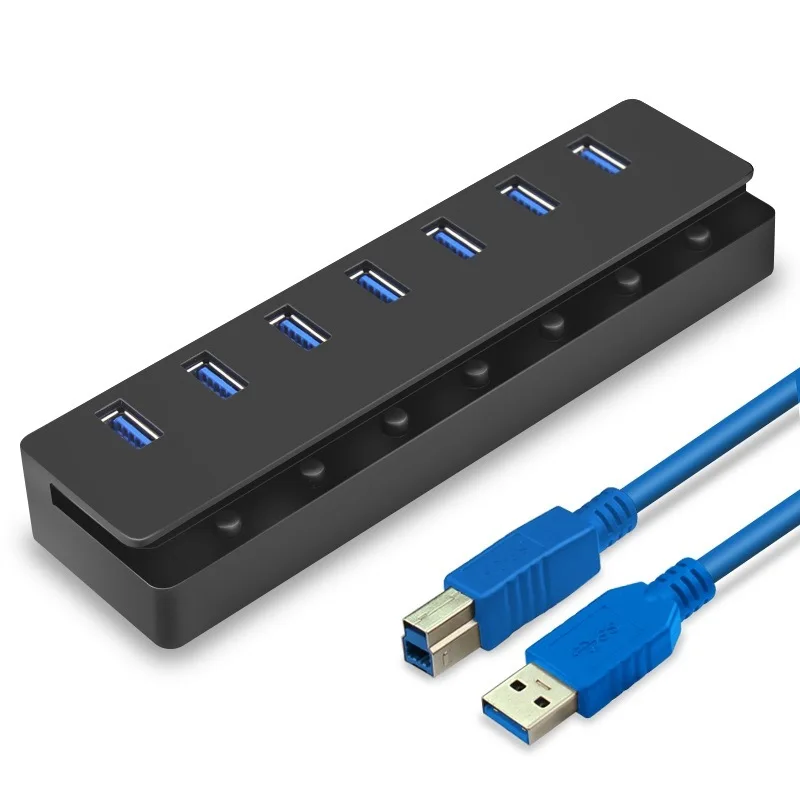 

Individual power switches high speed 7 port hub usb 3.0 hub, Black