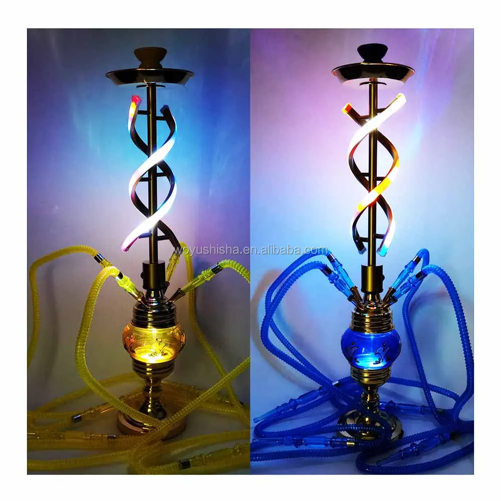 Big Hookah 4 Hose Shisha Tall Led Chicha Bar Nargile Rechargeable