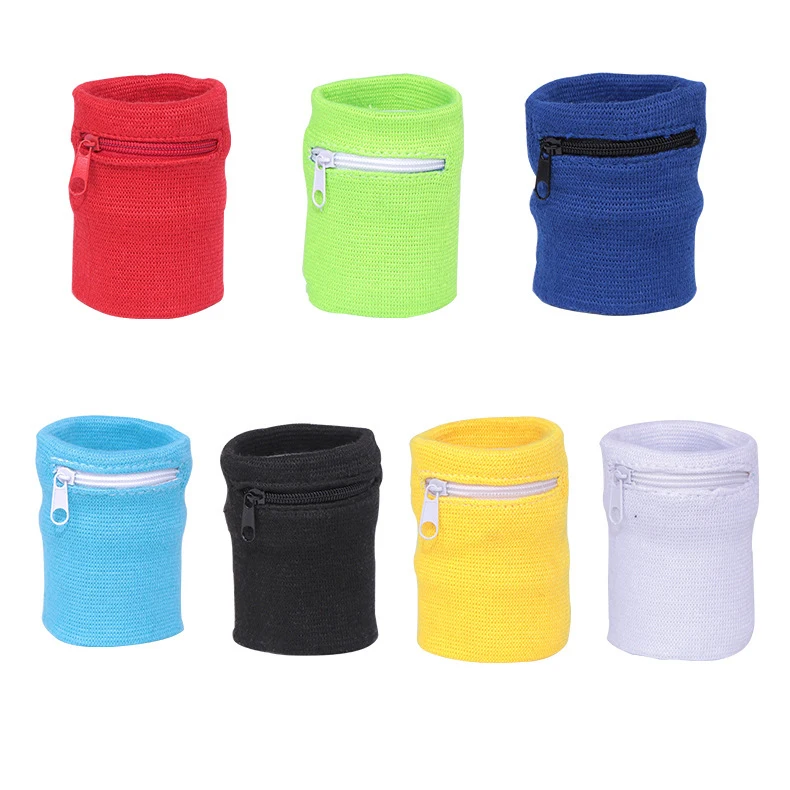 

HUALIAN Cotton Terry Cloth Wrist Wallet sports wristband with zipper sweatband